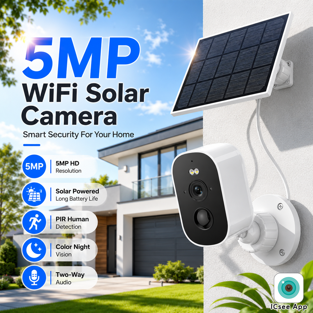 Home Yard Security - 5MP WiFi Solar Security Camera Outdoor