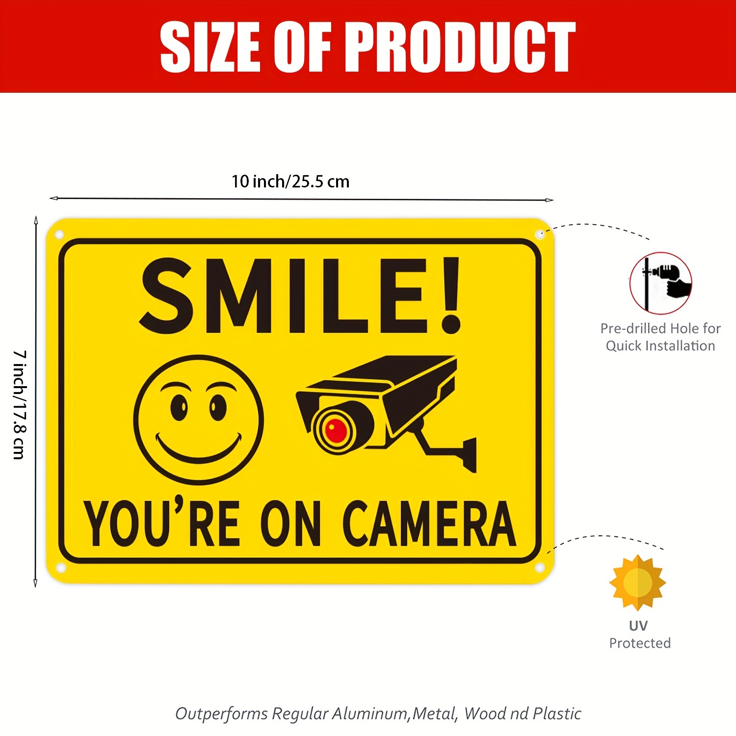 Home Yard Security - HD Metal Tin Sign Smile You're