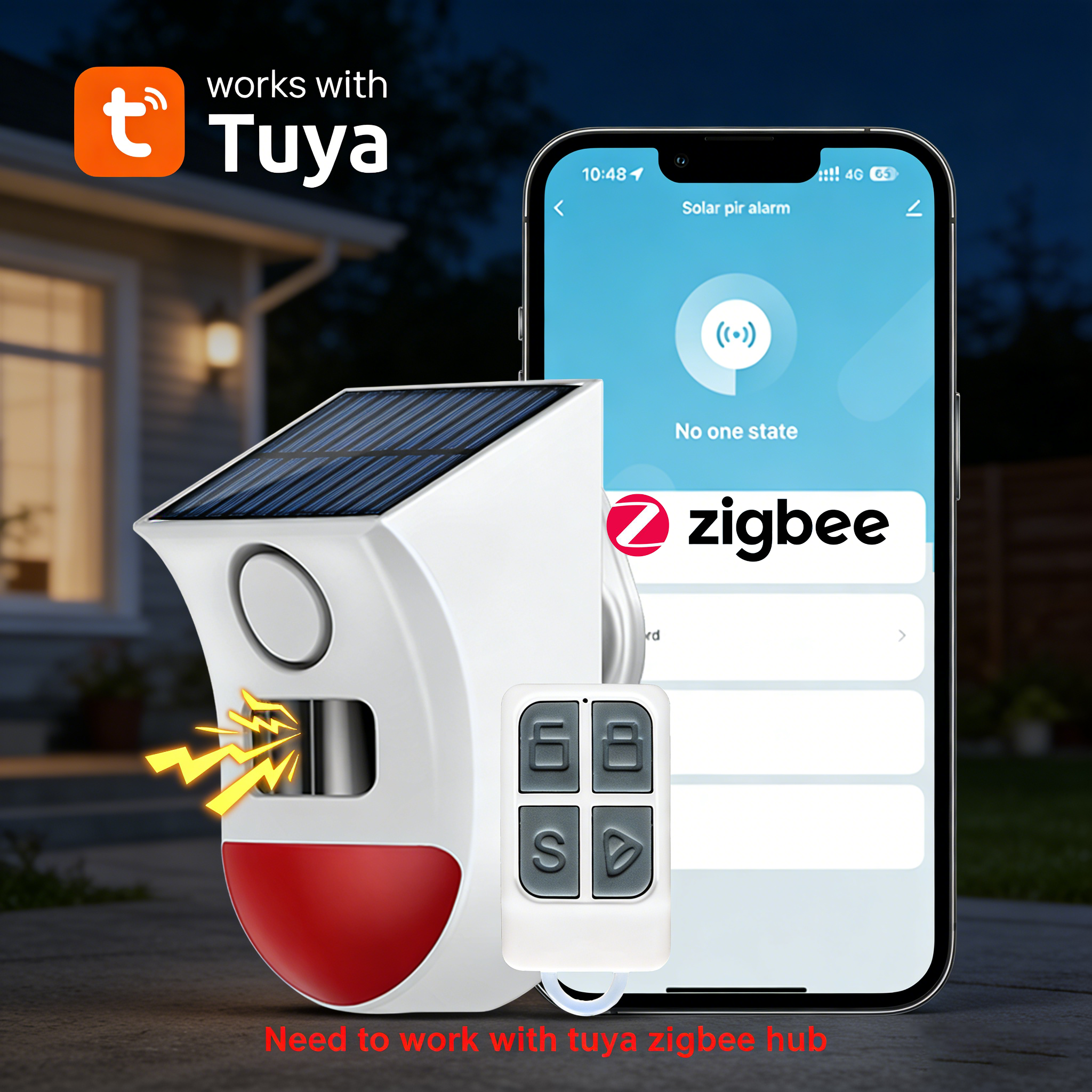 Home Security Equipment - Tuya Zigbee Solar Siren Alarm Outdoor
