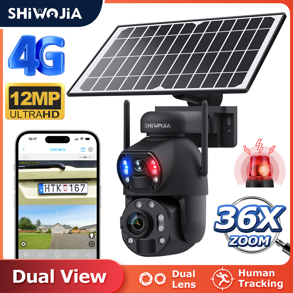 Ip Camera Outdoor 4K - SHIWOJIA 6K 12MP 4G Solar Camera