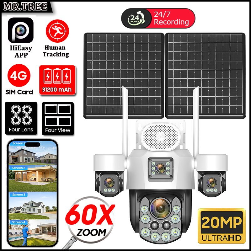 Home Security Home Assistant - AOV Four Lens Outdoor Surveillance Solar