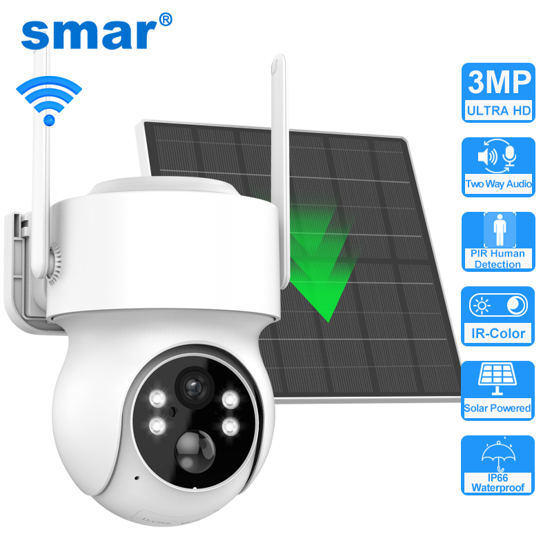 Smar Solar Panel PTZ IP Camera - Home Security Cameras Wireless 评论和价格