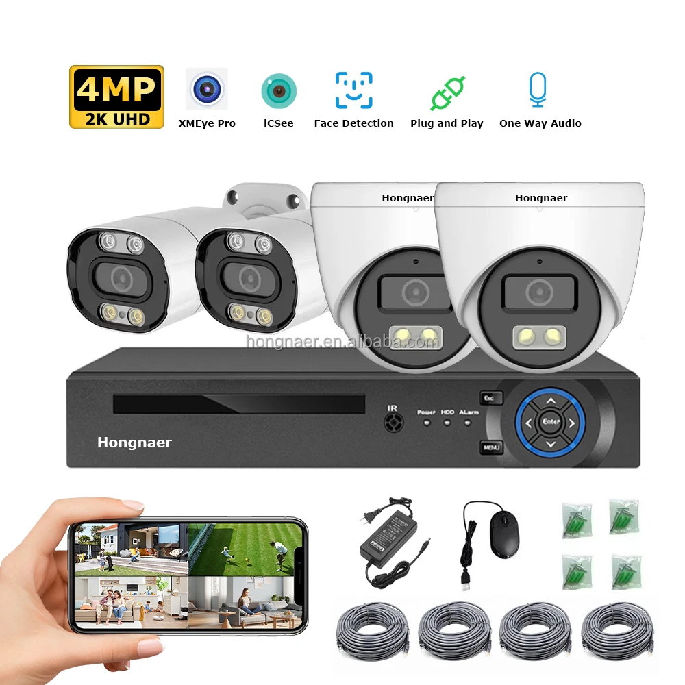 2026 2026 Hongnaer 4MP 4CH Sma - Home Security Kit With Camera 评论和价格
