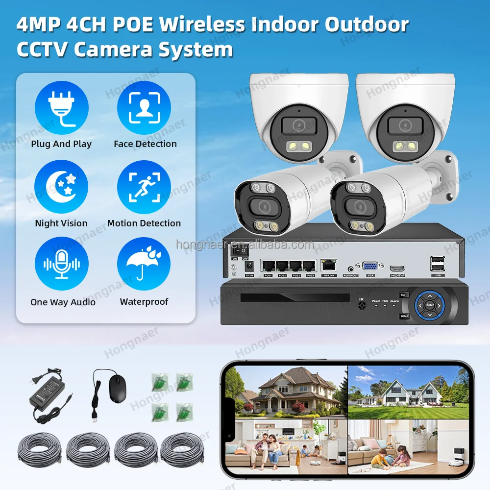 2026 2026 Hongnaer 4MP 4CH Sma - Home Security Kit With Camera 评论和价格