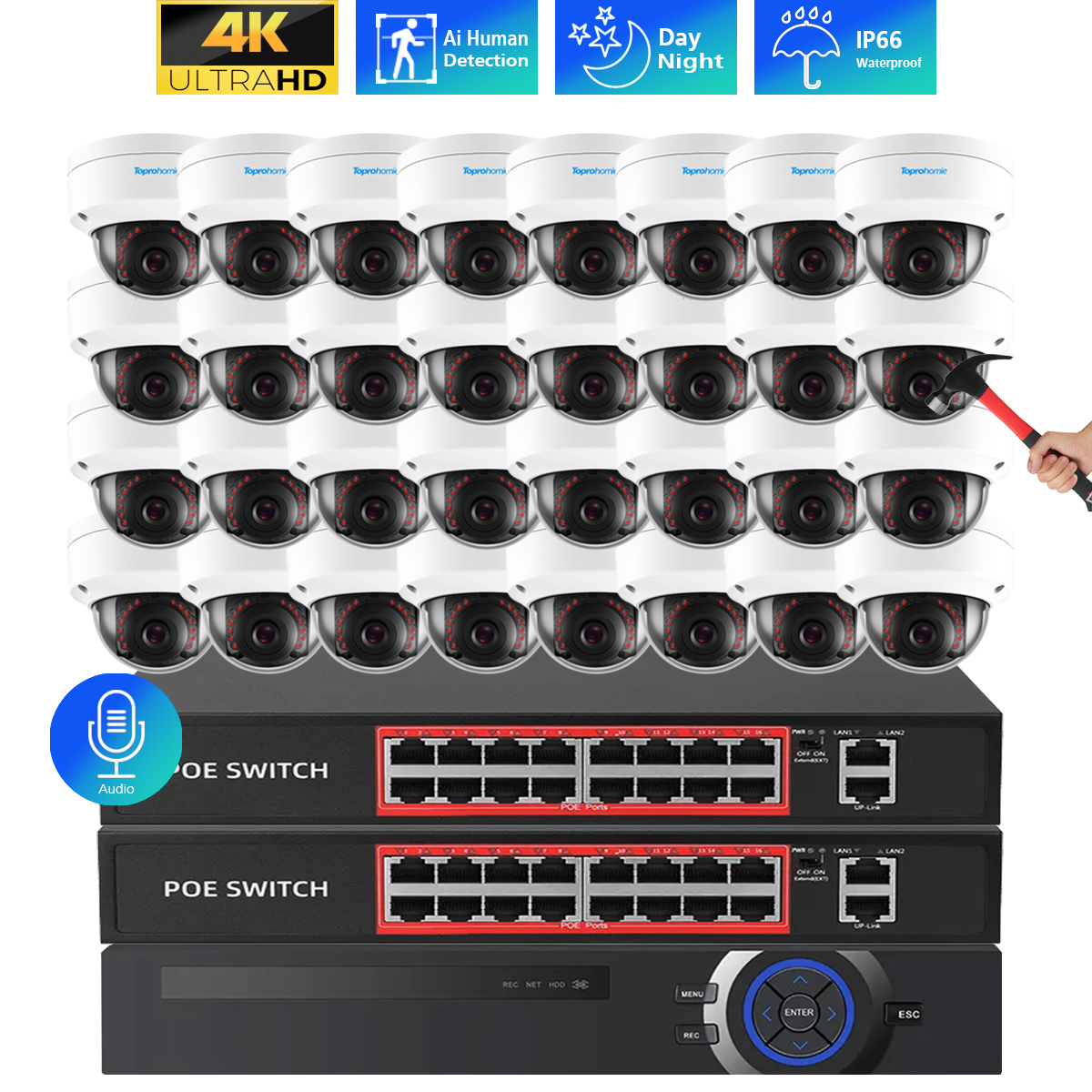 32CH 4K POE NVR Kit 8MP 5MP Se - Ip Camera Outdoor 4K 评论和价格