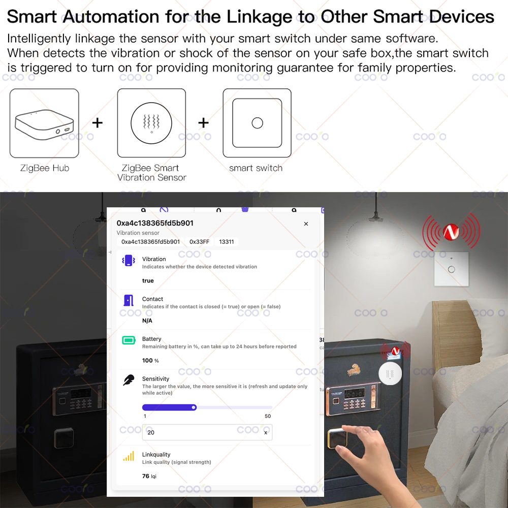 ZigBee 3.0 Vibration Sensor Re - Home Security Home Assistant 评论和价格