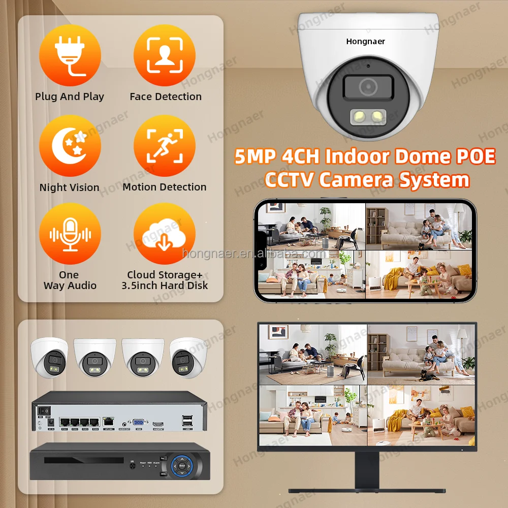 2026 Hongnaer 4MP 5MP 8MP 4CH  - Home Security Cameras Wireless 评论和价格