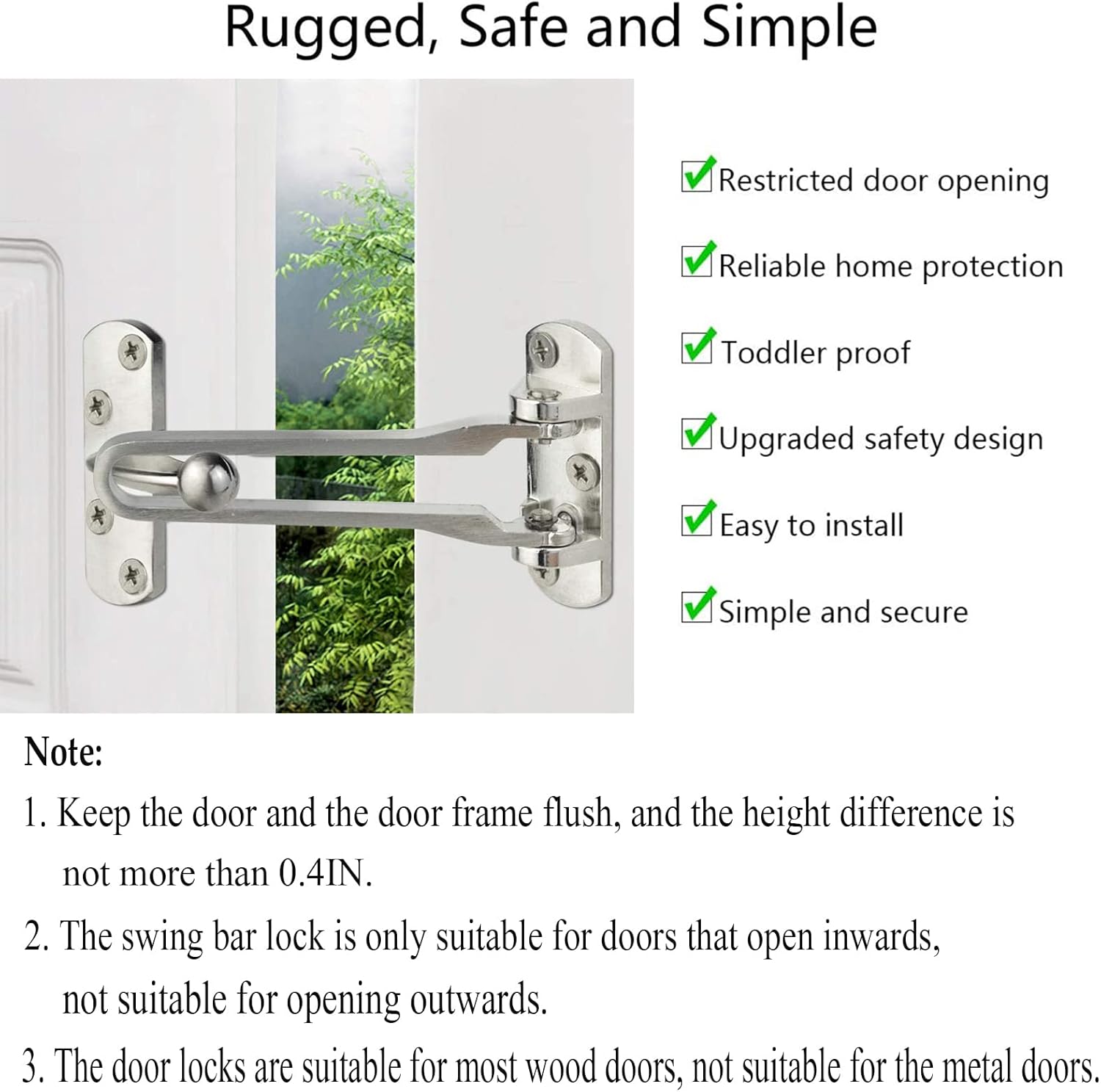 Home Security Door Lock, 2 Pac - Home Security Door Reinforcement Lock 评论和价格