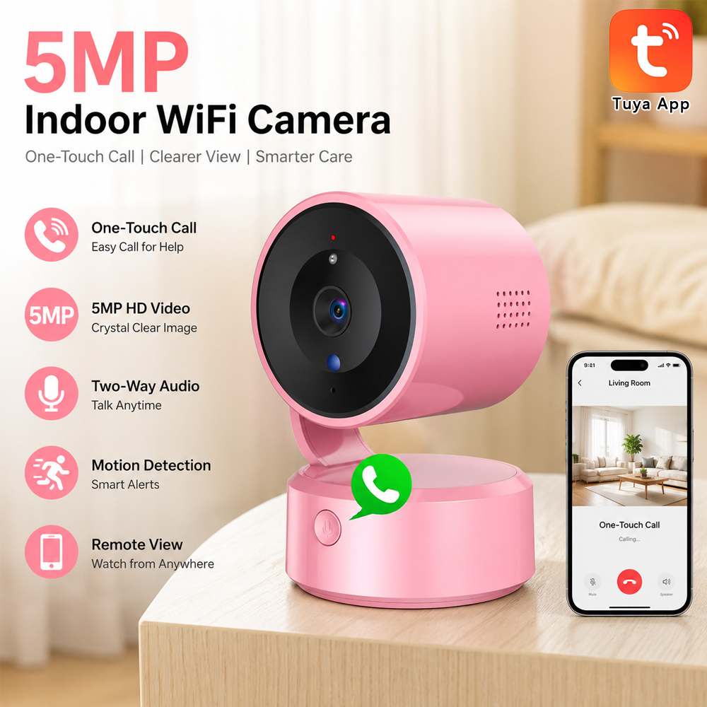 5MP Tiya Indoor WiFi Camera On - Home Yard Security 评论和价格
