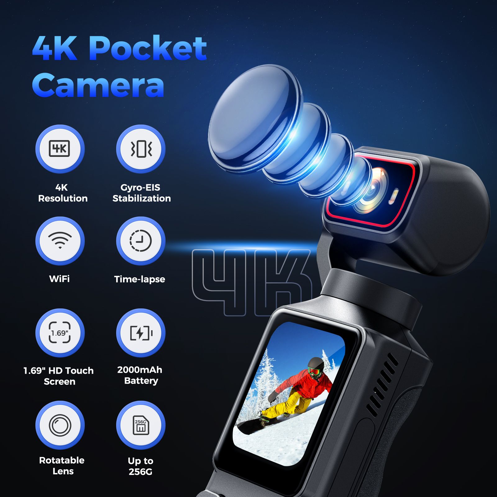 4K Action Camera WiFi 1.69 Inc - Ip Camera Outdoor 4K 评论和价格