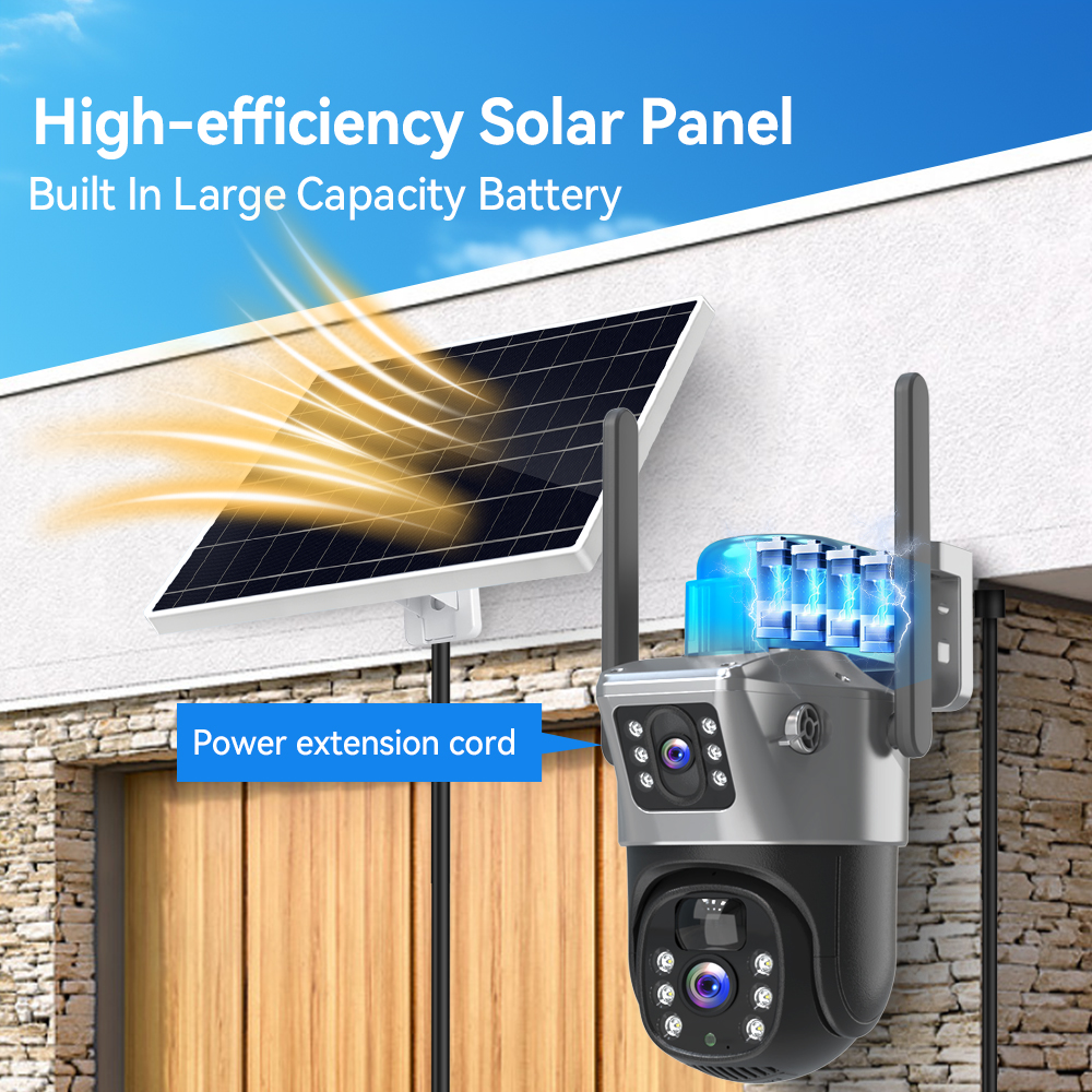 V380 8MP Dual Lens Solar Secur - Ip Camera Outdoor 4K 评论和价格