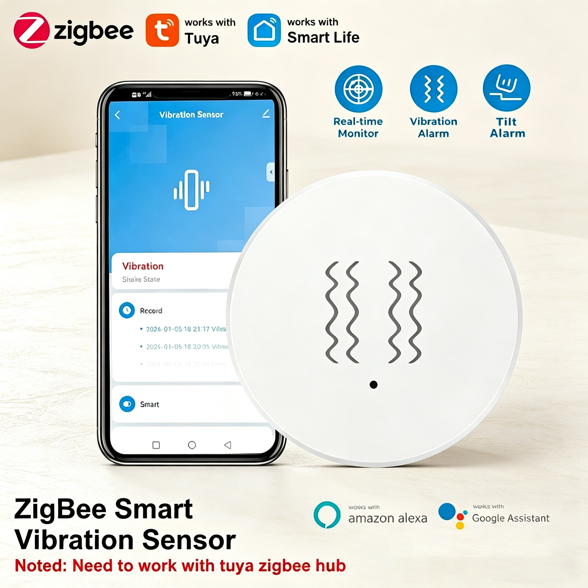 Tuya ZigBee Smart Vibration &  - Home Security Equipment 评论和价格