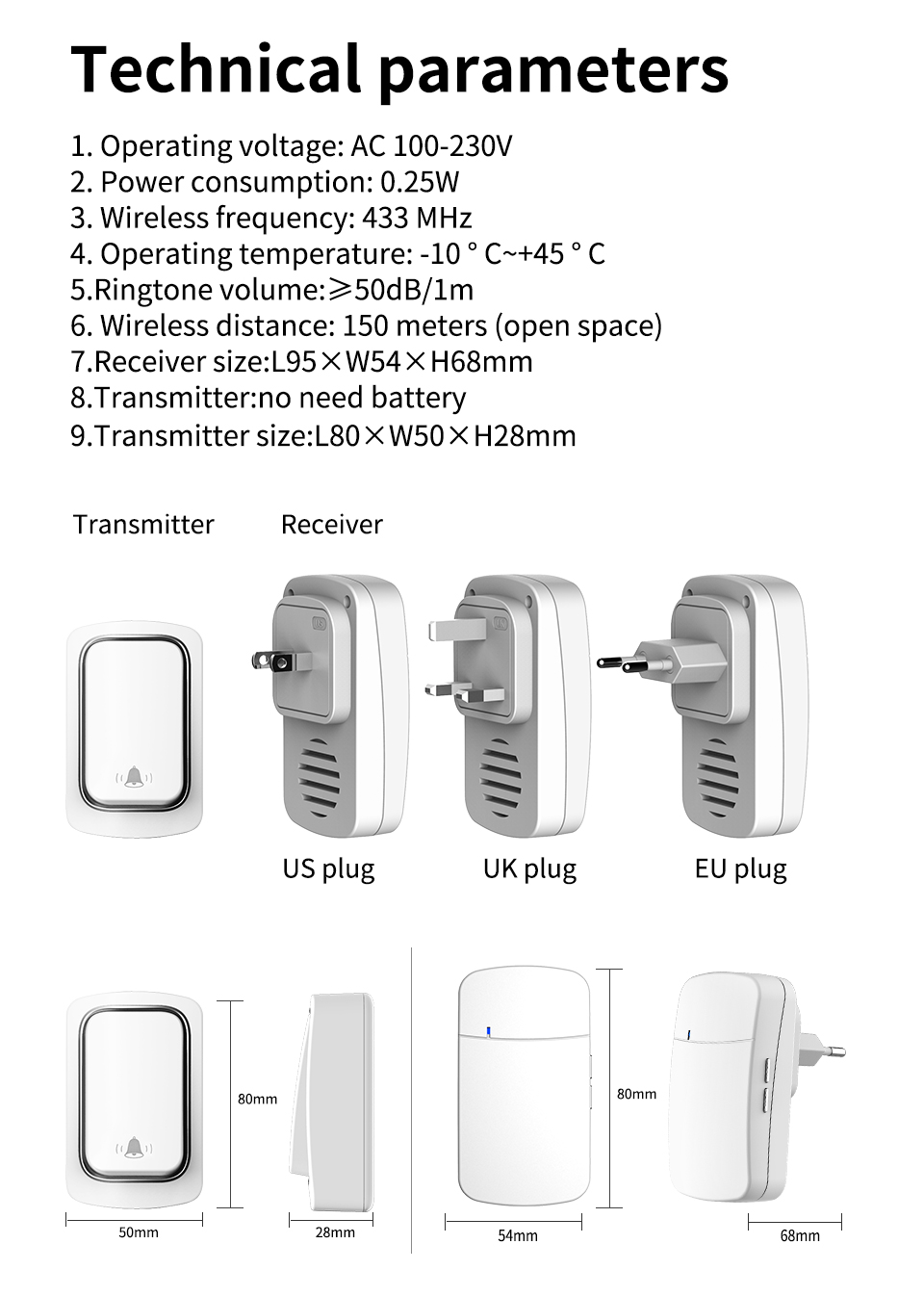Wireless Doorbell Welcome Chim - Home Security Ring System 评论和价格